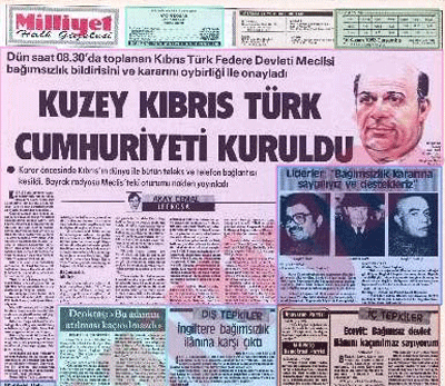 15 Kasım 1983’te Kuzey Kıbrıs Türk Cumhuriyeti’nin kurulduğu resmen ilan edildi